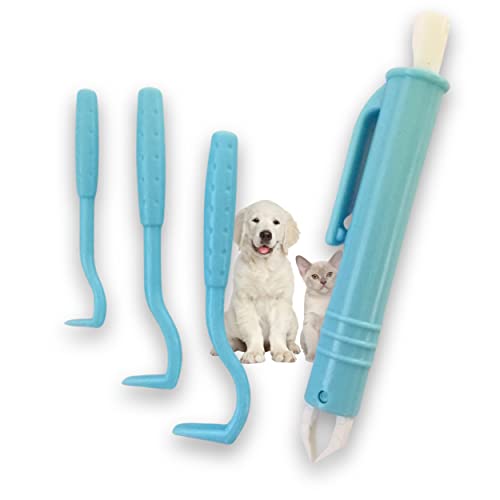 Kit Pince et Crochet a tique 4 pcs, Tire Tique + Ebook Offert, Produit anti tiques, Antiparasitaire Tick Remover, Retire/Enlève/Supprime/Attrape parasites, Lot de crochets pour Chat Chien Humain