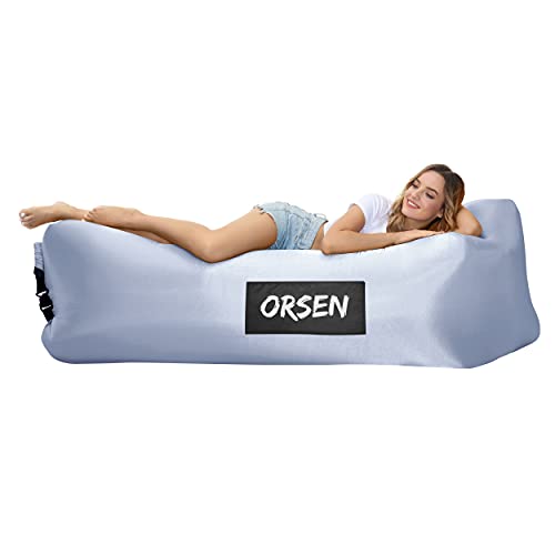 Orsen Hamac Gonflable, Fauteuil Gonflable Canape, éTanche Pouf Exterieur, Portable Transat Gonflable Piscine, avec Sac de Transport Camping Accessoires Idee Cadeau pour Homme et Femme