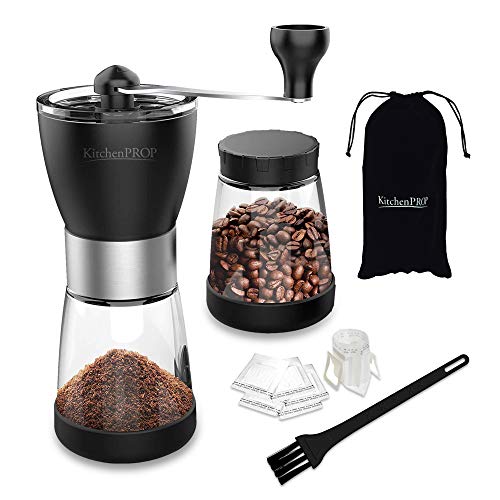 Kitchen Prop Moulin à café manuel conique et réglable en céramique Compatible avec expresso AeroPress Pour voyage camping randonnée