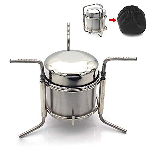 Lixada Réchaud à Alcool de Camping Portable Alcool en Acier Inoxydable Cuisinière en Plein Air Pliant Mini Spirit Cooker Pique-Nique BBQ Cookout Poêle