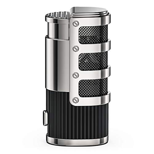 VVAY 3 Jet Flamme Briquet Tempete Gaz Rechargeable, Coupe-Vent(Non Gaz Inclus)