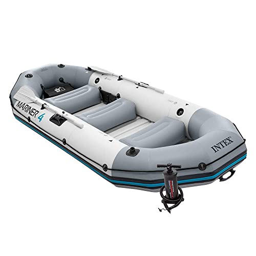 Intex Mariner 4 Set Bateau Gonflable Adulte Unisexe, Gris et Rouge, 328cm x 145cm x 48cm