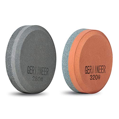 GERIINEER 2 Pcs 2 en 1 Pierre à Aiguiser Hache, Pierre à Aiguiser Double Face pour Outils de Jardin Couteaux de Cuisine Ciseaux Axes (2 Pcs#1)