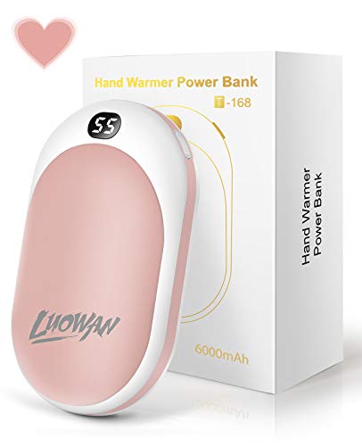 LUOWAN Chauffe-Mains Rechargeable USB 6000mAh Power Bank Chaufferette Main Poche Réutilisable Électrique Portable Batterie pour iphone,Samsung,ipad,Chaufferette pour Hommes Femmes (Rose)