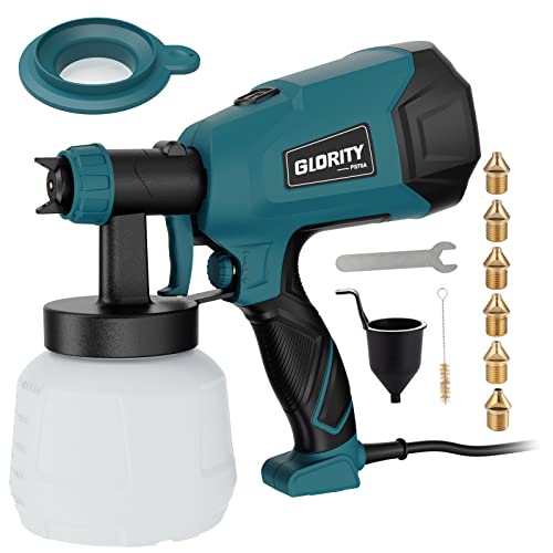 Pistolet à Peinture, GLORITY 700W Pulvérisateur pour Peinture avec 6 Buses en cuivre et Filtre, 1000ml/min, 3 Modes de Pulvérisation, Récipient 1000ml, Facile à Utiliser et à Nettoyer, PS70A