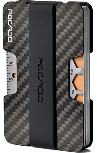 Porte Carte de Credit | Etui Carbone RFID | Portefeuilles Minimaliste | Porte Monnaie Homme (Noir et Ambre)