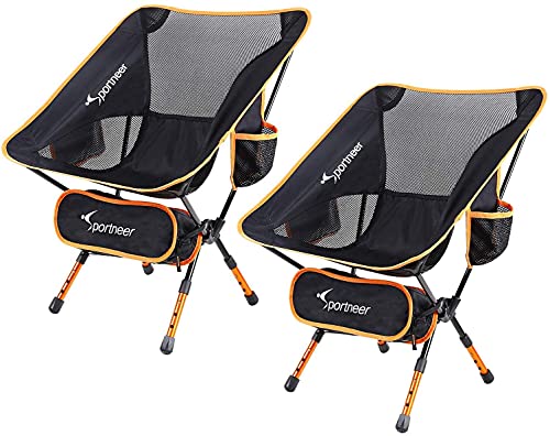 Sportneer Chaise de Camping Pliante, Portable Léger Pliable Camping Chaise pour Backpacking/Randonnée/Pique-Nique/Pêche/Plage/Jardin (Charge de Poids 158kg) Paquet de 2
