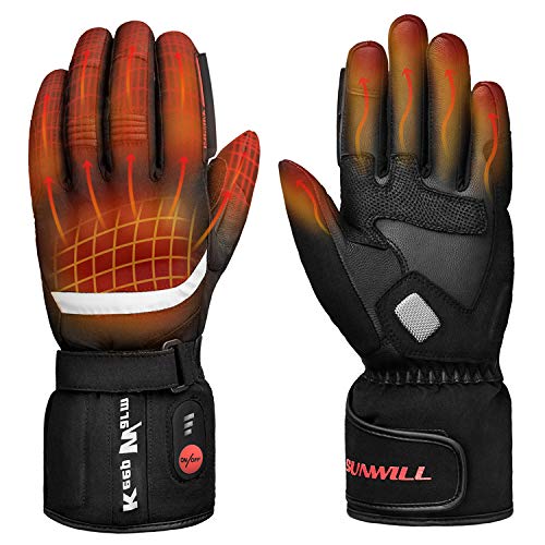 Gants Chauffants Moto Rechargeable Gants Hiver avec Batterie 7,4V 2201mAh pour Homme Femme, Gants Chauffants Électriques pour Ski de Neige Pêcher Cyclisme Chasse Arthrite Maladie de Raynaud XS