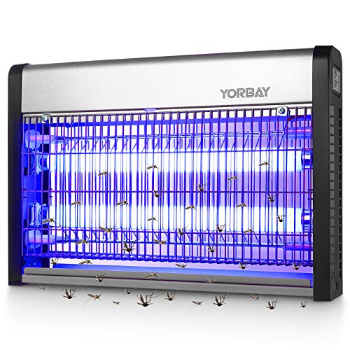 Yorbay Lampe Anti Moustique Electrique, Destructeur Insecte, Tue Mouche Eléctrique, avec réservoir collecteur d'insectes pour intérieur et extérieur (37.9x26.4x7.2cm, 2x10W)