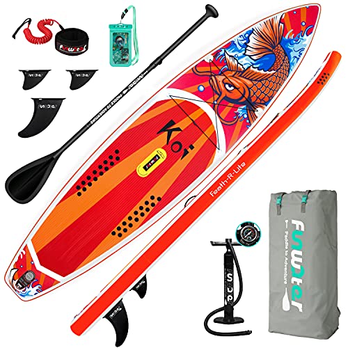 FunWater Planche de Stand Up Paddle Board Gonflable Ultra-Légère avec Accessoires Réglables, Sac à Dos ISUP, Pompe, Sac à Téléphone, Laisse, Tapis Antidérapant pour Enfants et Adultes, 350x84x15cm