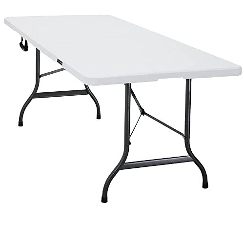 Monzana Table Pliante en Plastique Blanc 76 x 182 cm