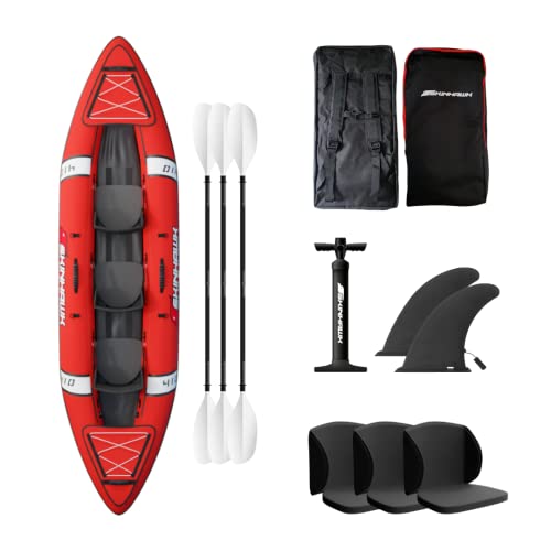 SKINHAWK Kayak Premium Vin Bateau Gonflable Canoë Kit de 3...