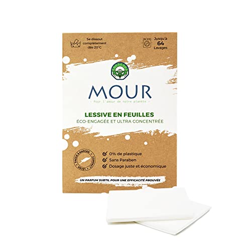 MOUR® Feuille de Lessive Écologique – 64 Lavages –...
