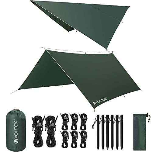 V VONTOX Bâche Anti-Pluie, 3x3M Camping Bâche Rain Tarp,...