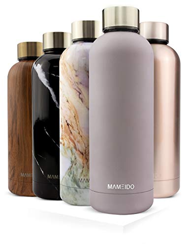MAMEIDO Bouteille Isotherme 500ml Taupe Grey Gold - Gourde...