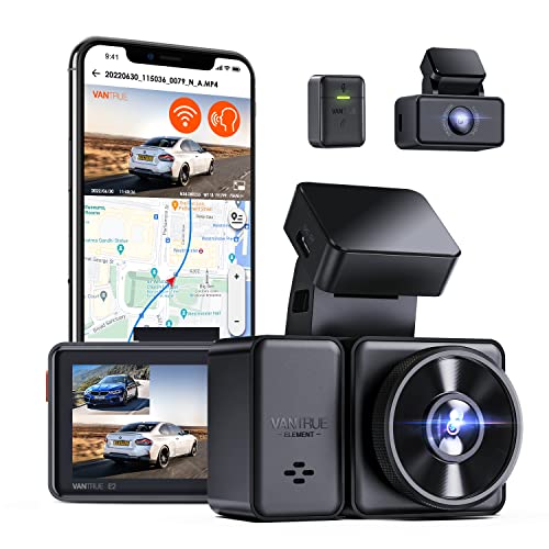 VANTRUE E2 2.7K+2.7K Dashcam Voiture Avant et Arrière, 5GHz...