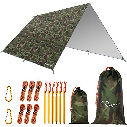 Ryaco Bâche Anti-Pluie,3M x 3M Camping Bâche Rain Tarp...