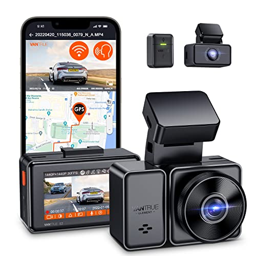 VANTRUE E2 Double 1944P GPS WiFi Dashcam, Contrôle sans Fil...