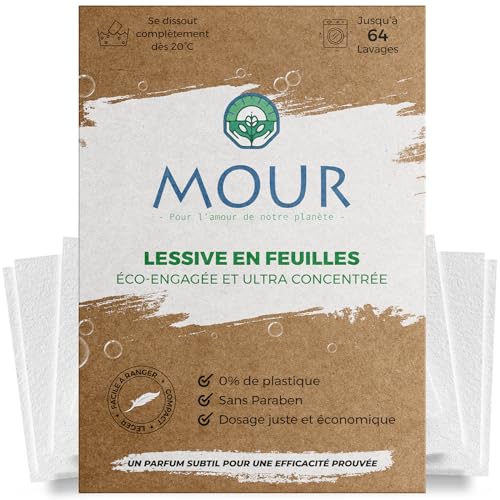 MOUR - Lessive en Feuille Écologique - 64 Lavages - Votre...