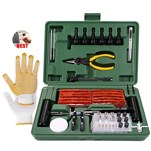 Kit Réparation Pneu 100PCS, mèche pneu crevaison, Gants,...