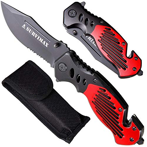 SURVIMAX Couteau Pliant de Poche - Idéal pour la Survie,...