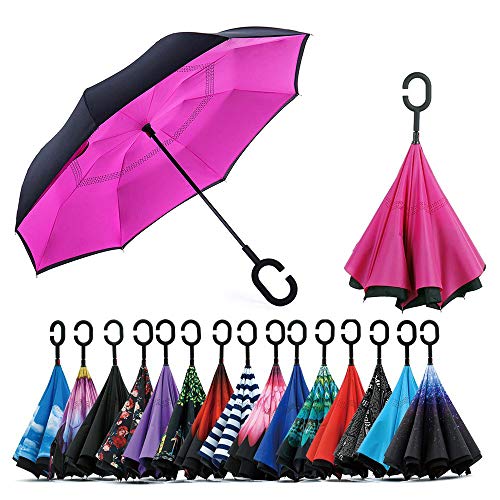 Jooayou Parapluie Inversé, Anti-UV Double Couche Coupe-Vent...